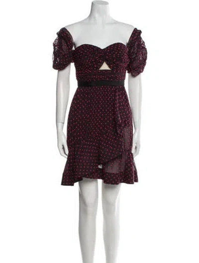 Pre-owned Self-portrait Polka Dot Print Mini Dress In Purple
