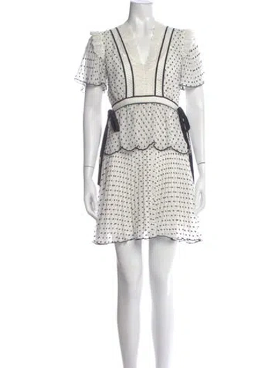 Pre-owned Self-portrait Polka Dot Print Mini Dress In White