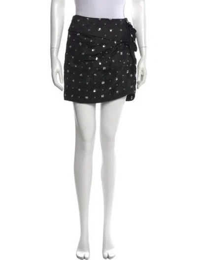 Pre-owned Self-portrait Polka Dot Print Mini Skirt In Black