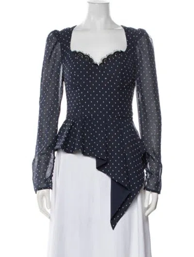 Pre-owned Self-portrait Polka Dot Print V-neck Blouse W/ Tags In Multi