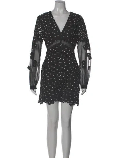 Pre-owned Self-portrait Polka Dot Print V-neck Romper In Black/white