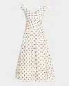Self-portrait White Dress With All-over Polka Dot And Flared Skirt In Cotton Woman In White