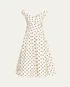 Self-portrait White Dress With All-over Polka Dot And Flared Skirt In Cotton Woman In White