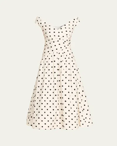 SELF-PORTRAIT POLKA-DOT COTTON MIDI DRESS