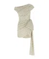 Self-portrait Tie-side Asymmetric Polka-dot Satin-crepe Mini Dress In Multi