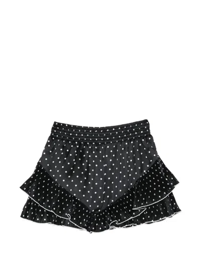 Self-portrait Polka-dot Pleated Shorts In Black