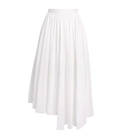 Self-portrait Poplin Asymmetric Midi Skirt In White