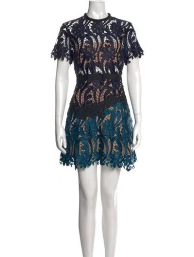 Pre-owned Self-portrait Prairie Mini Dress In Blue