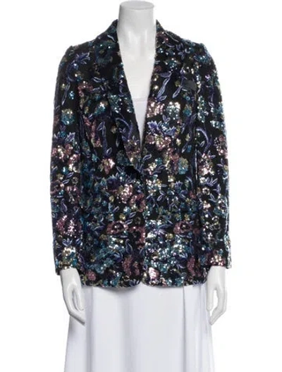 Pre-owned Self-portrait Printed Blazer In Blue