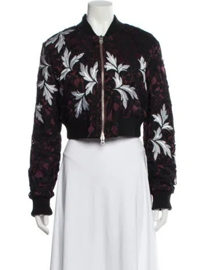 Pre-owned Self-portrait Printed Bomber Jacket In Purple