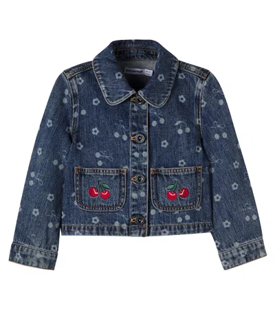 Self-portrait Printed Denim Jacket In Blue