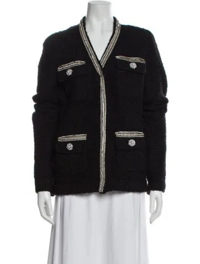 Pre-owned Self-portrait Printed Evening Jacket In Black