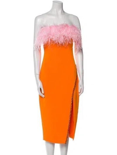 Pre-owned Self-portrait Printed Knee-length Dress In Orange