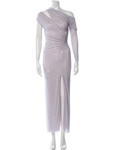 Pre-owned Self-portrait Printed Long Dress In Purple