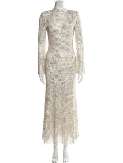 Pre-owned Self-portrait Printed Long Dress W/ Tags In Neutral
