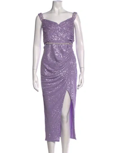 Pre-owned Self-portrait Printed Midi Length Dress In Purple
