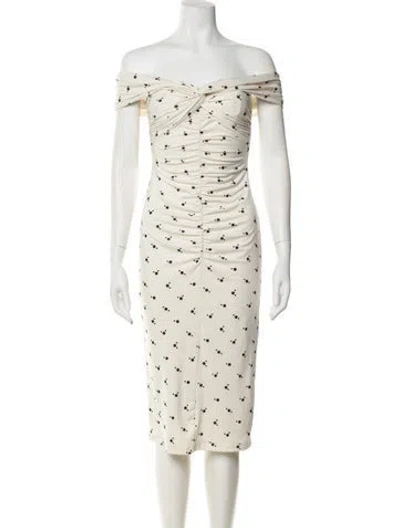 Pre-owned Self-portrait Printed Midi Length Dress W/ Tags In Neutral