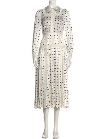 Pre-owned Self-portrait Printed Midi Length Dress In White