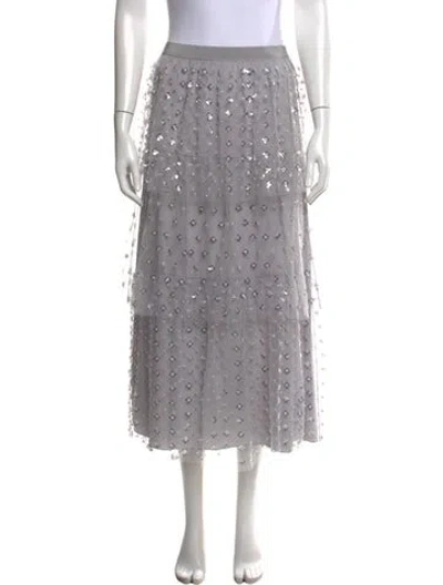 Pre-owned Self-portrait Printed Midi Length Skirt In Gray