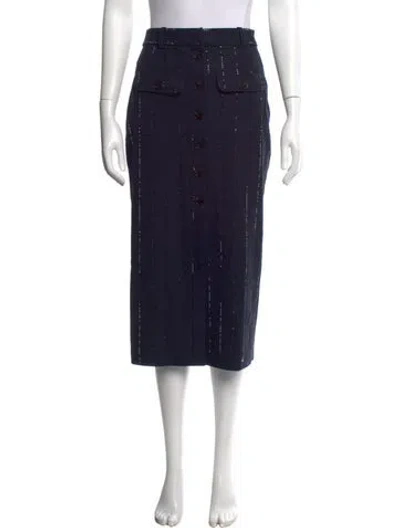 Pre-owned Self-portrait Printed Midi Length Skirt W/ Tags In Blue