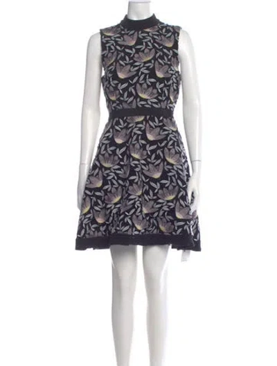 Pre-owned Self-portrait Printed Mini Dress In Black
