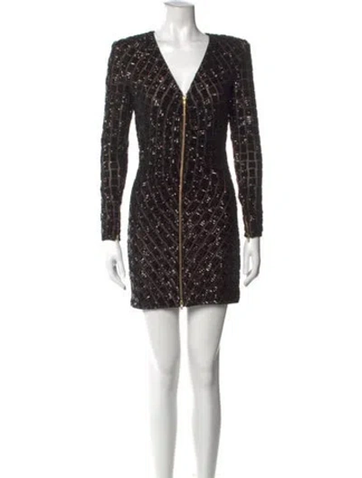 Pre-owned Self-portrait Printed Mini Dress In Black