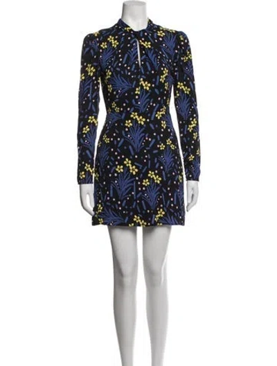 Pre-owned Self-portrait Printed Mini Dress In Black