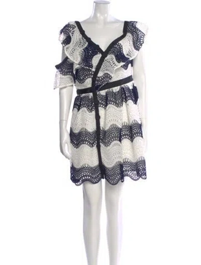 Pre-owned Self-portrait Printed Mini Dress In Blue