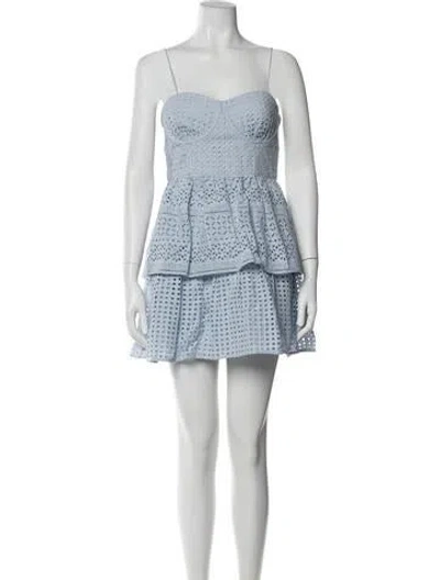 Pre-owned Self-portrait Printed Mini Dress In Blue