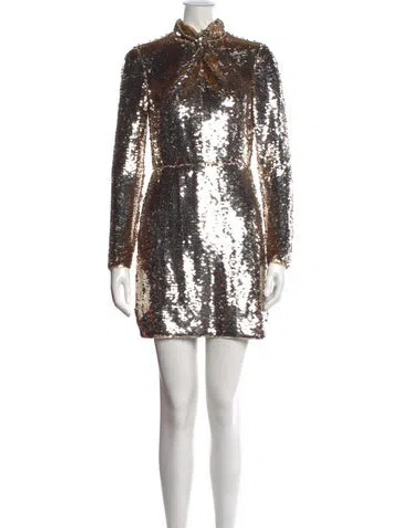 Pre-owned Self-portrait Printed Mini Dress In Brown