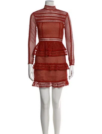 Pre-owned Self-portrait Printed Mini Dress In Orange