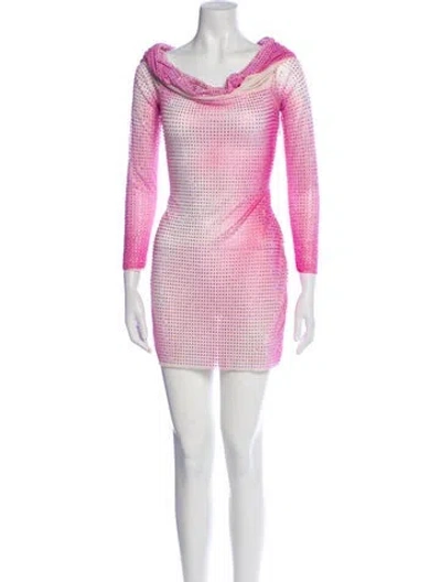 Pre-owned Self-portrait Printed Mini Dress In Pink