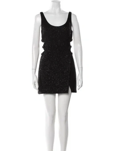 Pre-owned Self-portrait Printed Mini Dress W/ Tags In Black