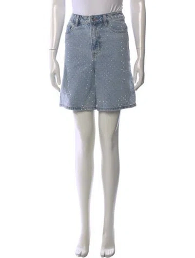 Pre-owned Self-portrait Printed Mini Shorts In Blue