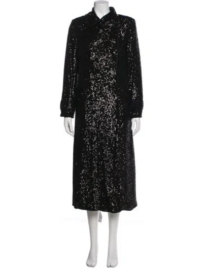 Pre-owned Self-portrait Printed Trench Coat In Black