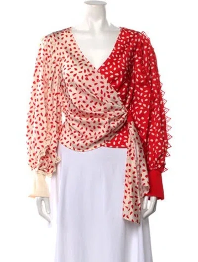 Pre-owned Self-portrait Printed V-neck Blouse