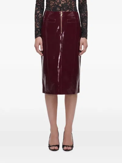 Self-portrait Self Portrait Purple Faux Leather Skirt In Brown
