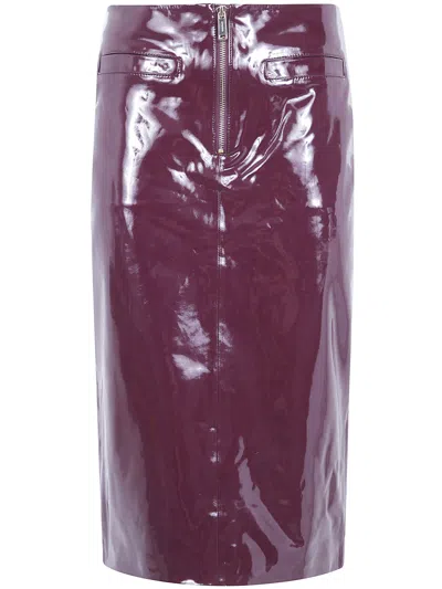 Self-portrait Purple Faux Leather Skirt