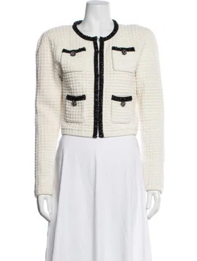 Pre-owned Self-portrait Pvc Tweed Pattern Evening Jacket In Neutral