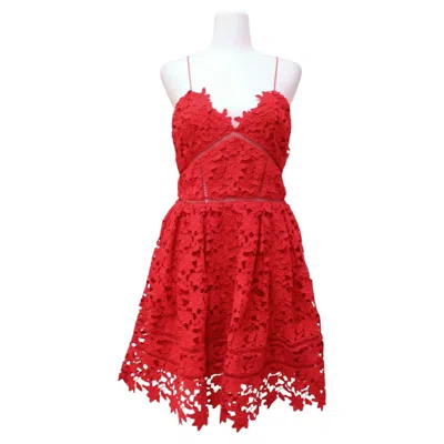 Pre-owned Self-portrait Red Floral Guipure Lace Mini Dress - Us 6 / Eu 38
