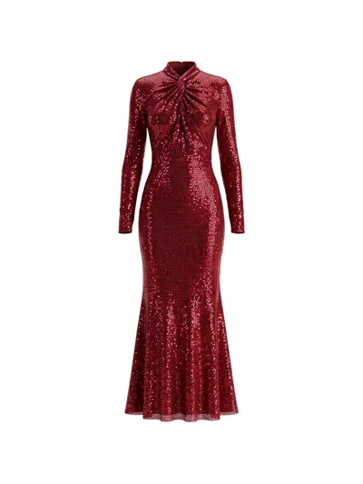 Self-portrait Red Rhinestone Mesh Twist Midi Dress In White