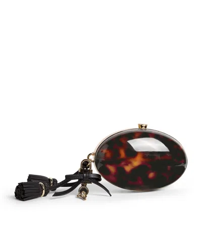 Self-portrait Resin Pebble Clutch Bag In Brown