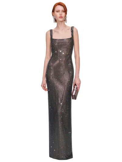 Self-portrait Rhinestone Embellished Mini Dress With Concealed Back Zip In Black