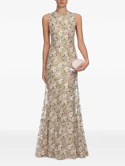 Self-portrait Rhinestone Floral-print Maxi Dress In Multi