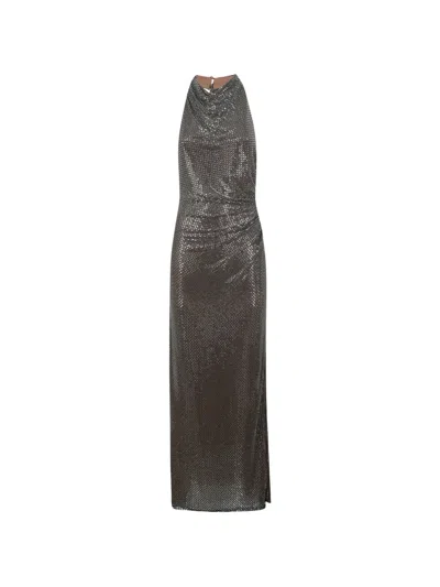 Self-portrait Rhinestone Maxi Dress In Gray