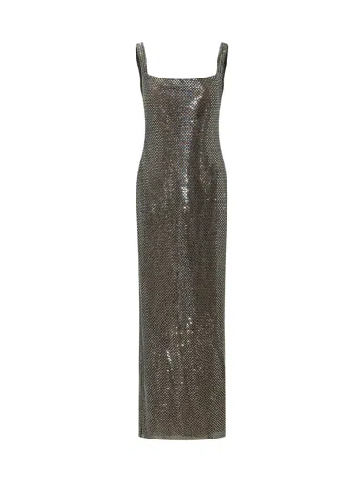 Self-portrait Rhinestone Maxi Dress In Gray