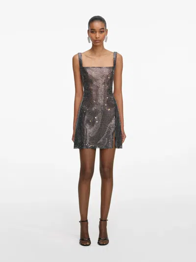 SELF-PORTRAIT SELF-PORTRAIT RHINESTONE MESH MINI DRESS