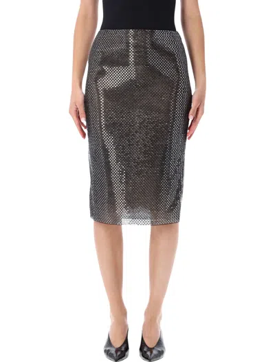 Self-portrait Rhinestone-embellished Midi Skirt - Figure-flattering Silhouette In Black