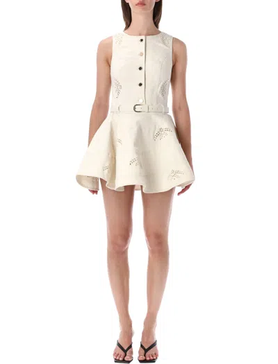 Self-portrait Romantic Mini Dress With Elegant Accents In White
