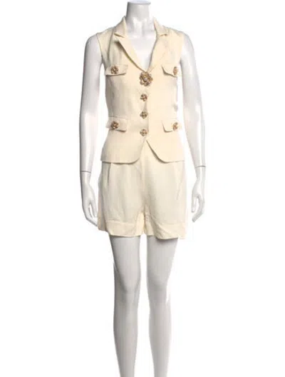 Pre-owned Self-portrait Romper W/ Tags In White